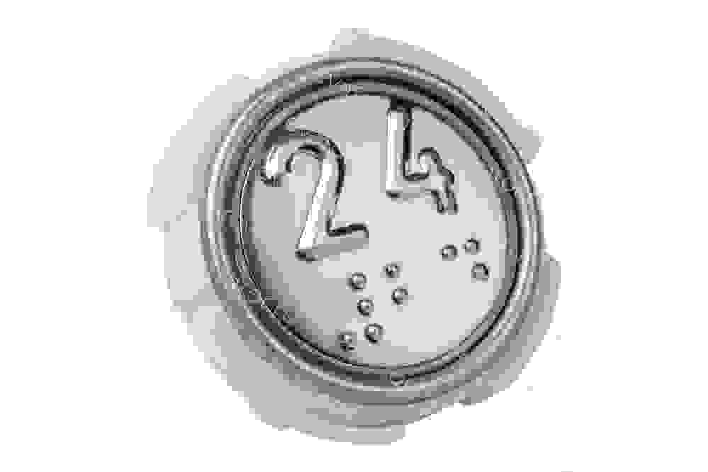 Модуль кнопочный синяя подсветка со шрифтом Брайля "24" АК1-01-С ВЯАЛ.6618.001-25
