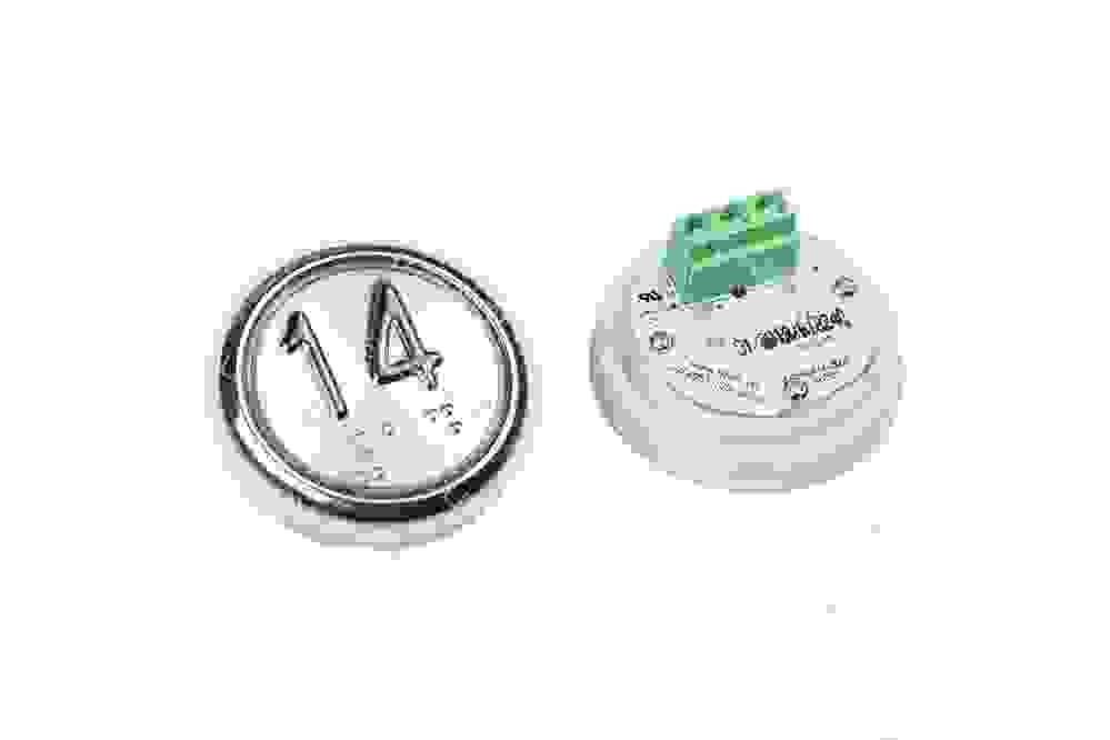 Модуль кнопочный круглый красная подсветка код брайля "14" A4N49744$05 EA2406S-D-R-14 ЩЛЗ