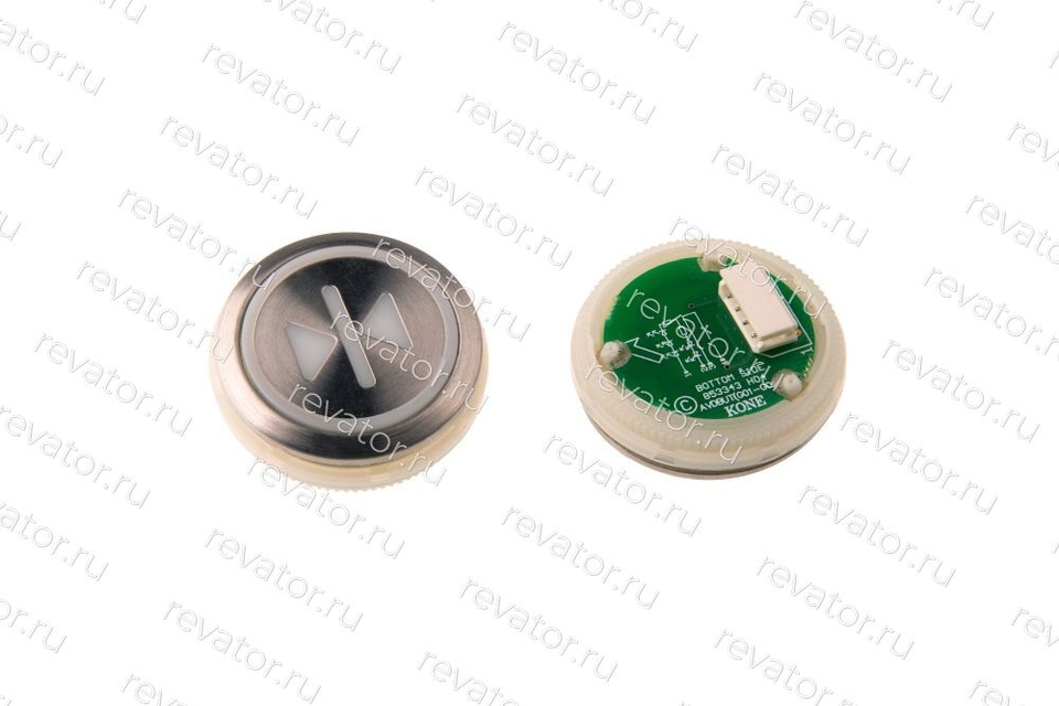 Модуль кнопочный "Закрытие дверей" серебристый круглый красная подсветка KDS50 Kone