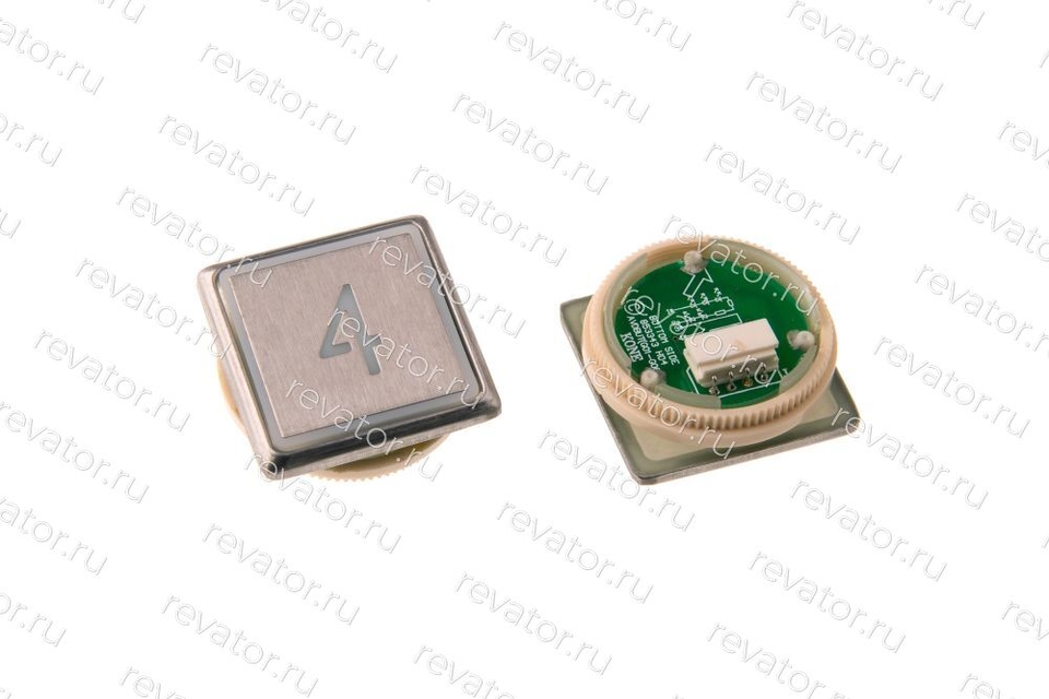 Модуль кнопочный "4" серебристый квадратный красная подсветка KDS50 Kone