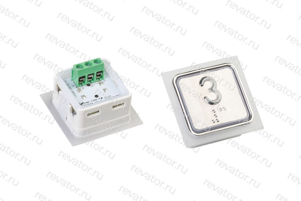 Модуль кнопочный квадратный красная подсветка код брайля "3" A4N11286$05 KA302-D-R-03 ЩЛЗ