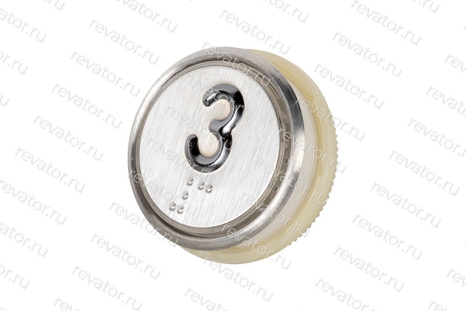 Модуль кнопочный круглый белая подсветка код Брайля "3" A4N58353$04 MA2D04-S-W-03