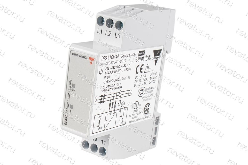 Реле контроля фаз 250VAC 5А DPA51CM44 Carlo Gavazzi