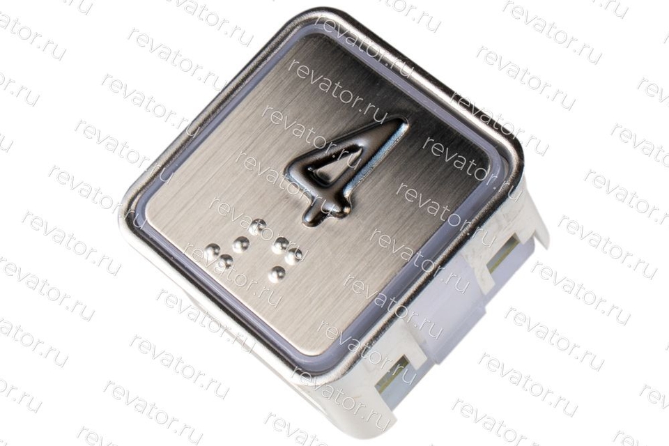 Модуль кнопочный квадратный красная подсветка код брайля "4" A4N11286$05 KA302-D-R-04 ЩЛЗ