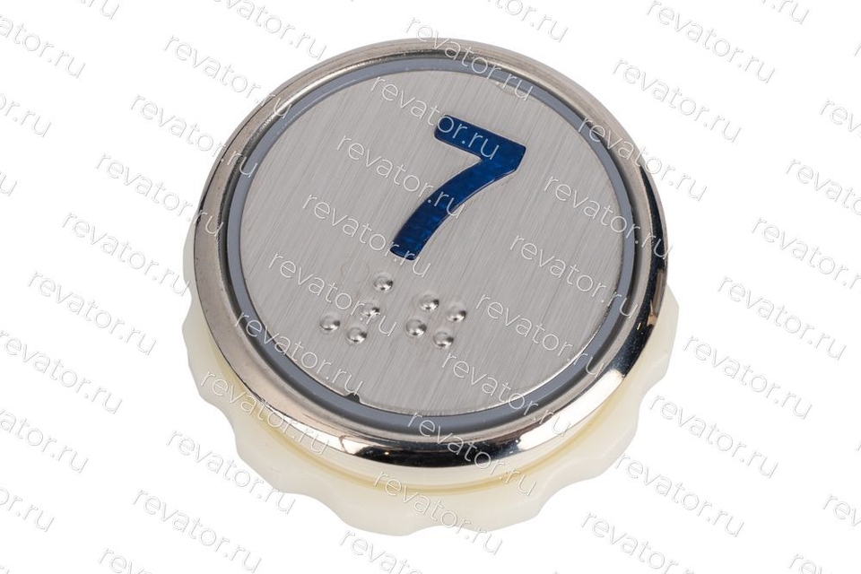 Модуль кнопочный круглый синяя подстветка с кодом брайля "7" SN PB410A