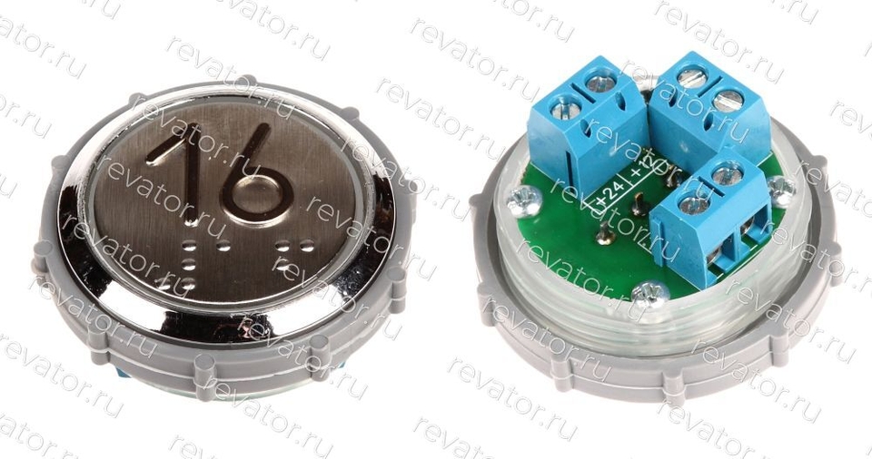 Модуль кнопочный с чернением красная подсветка шрифт Брайля "16" Схема №1 ВК-33-5Б