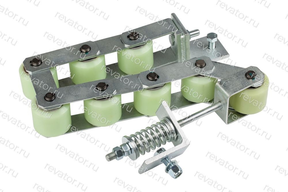 Цепь прижимная поручня эскалатора 8 роликов d=60мм h=55мм подшипник 6202 p=83,5мм SJEC