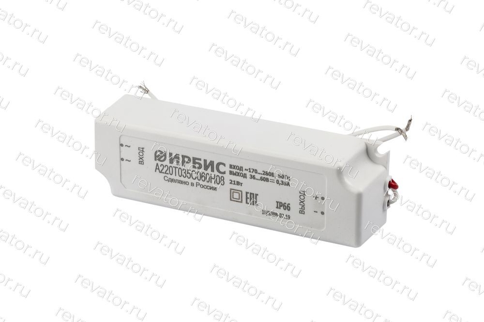 Блок питания драйвер для светодиодов 21Вт 36-60В 0,35А вход 170-260В А220Т035С060Н08 Ирбис