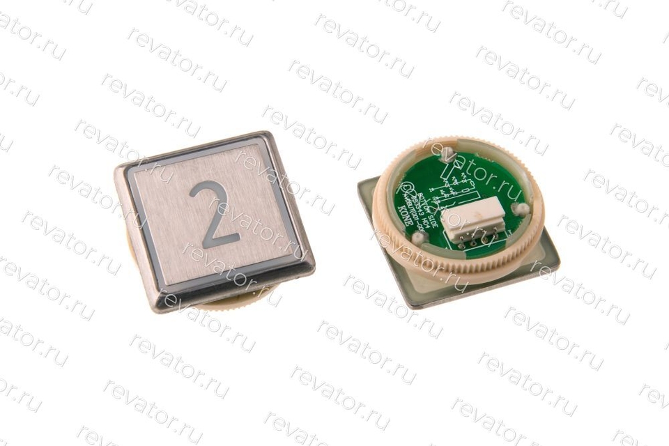 Модуль кнопочный "2" серебристый квадратный красная подсветка KDS50 Kone