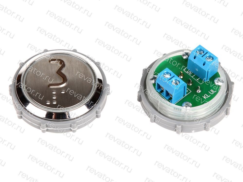 Модуль кнопочный УКЛ с чернением красная подсветка шрифт Брайля "3" Схема №2 ВК-33-5Б