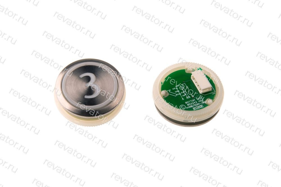 Модуль кнопочный "3" серебристый круглый красная подсветка KDS50 Kone