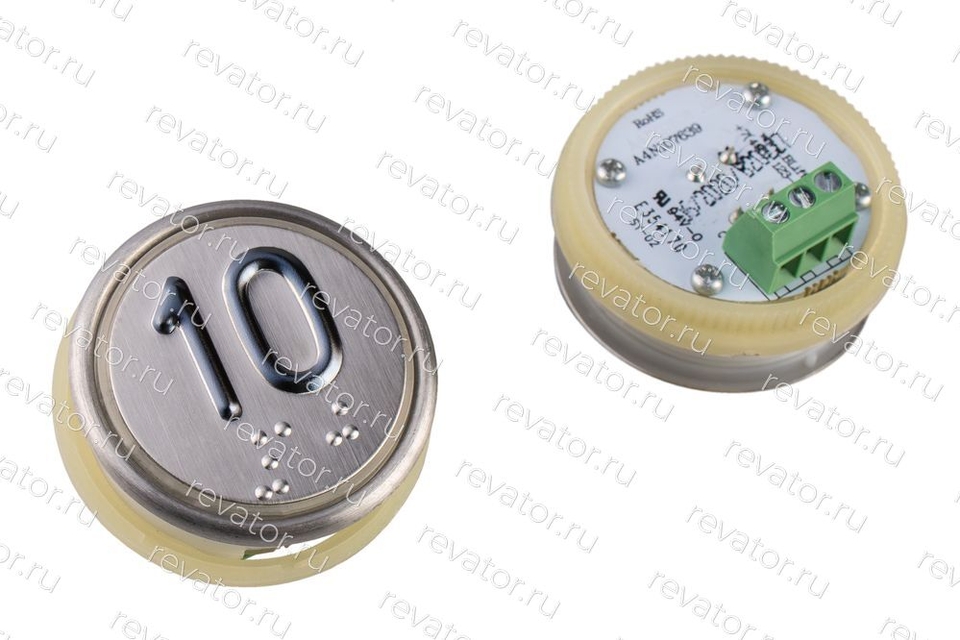 Модуль кнопочный круглый красная подсветка код брайля A4N107639 "10" MA2D04-D-R-10 ЩЛЗ