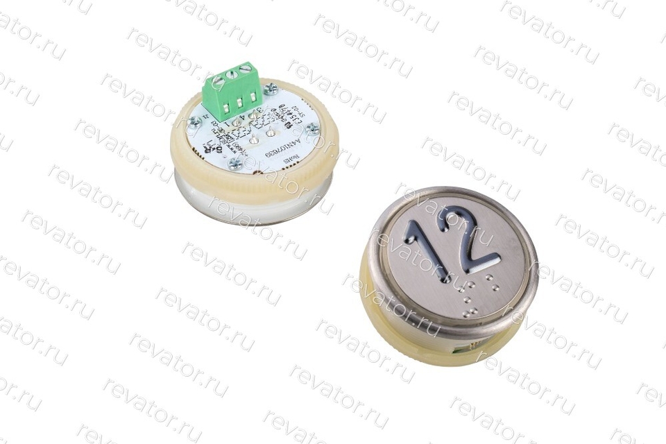 Модуль кнопочный круглый красная подсветка код брайля A4N107639 "12" MA2D04-D-R-12 ЩЛЗ