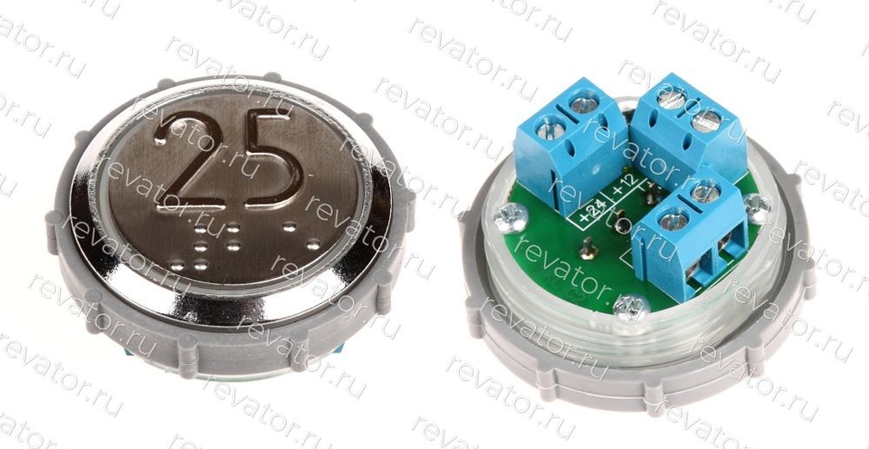 Модуль кнопочный с чернением красная подсветка шрифт Брайля "25" Схема №1 ВК-33-5Б