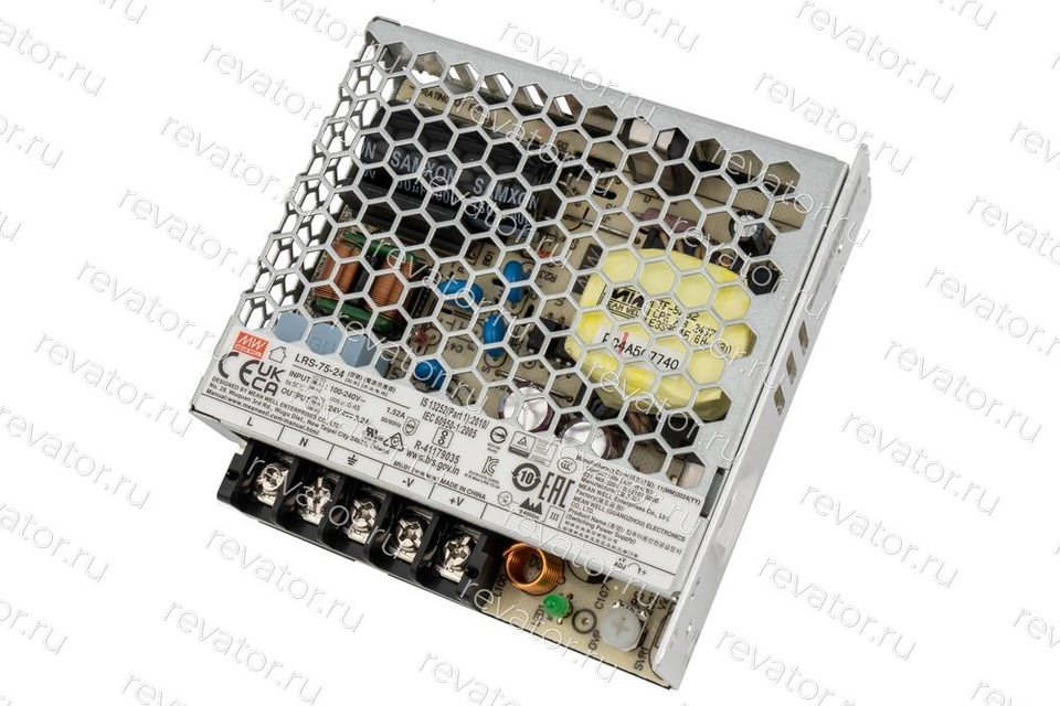 Блок питания вход 100-240VAC 2,0А выход 24VDC 3,2А RS-75-24 Mean Well