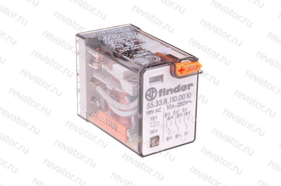 Реле промежуточное 110VAC 10А блокируемая проверочная кнопка 55.33.8.110.0010 Finder