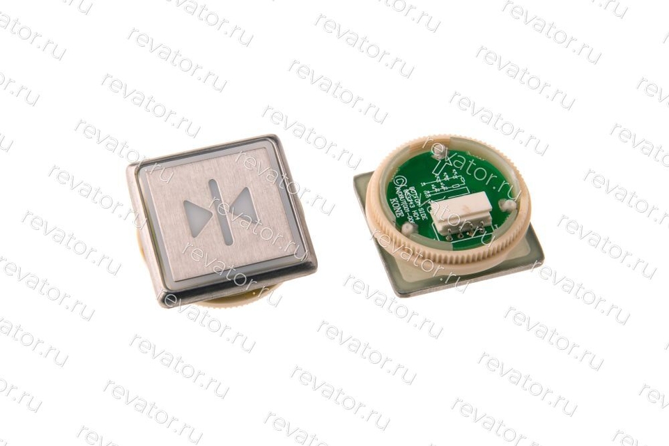 Модуль кнопочный "Закрытие дверей" серебристый квадратный красная подсветка KDS50 Kone