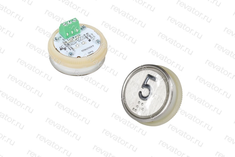 Модуль кнопочный круглый красная подсветка код брайля A4N107639 "5" MA2D04-D-R-05 ЩЛЗ