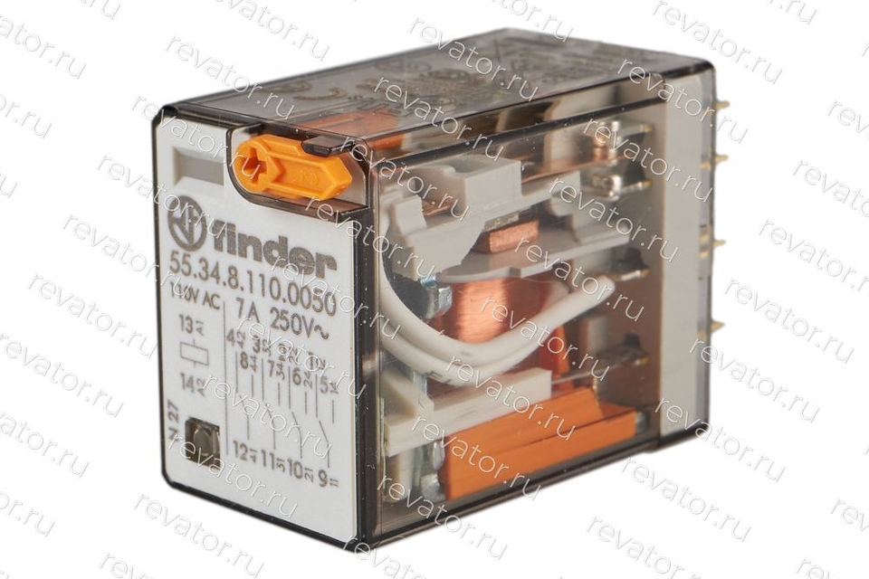 Реле промежуточное 110VAC 7А блокируемая проверочная кнопка светодиод 55.34.8.110.0050 Finder