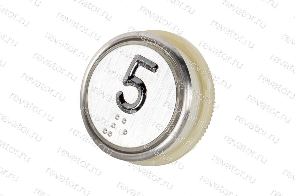 Модуль кнопочный круглый белая подсветка код Брайля "5" A4N58353$04 MA2D04-S-W-05