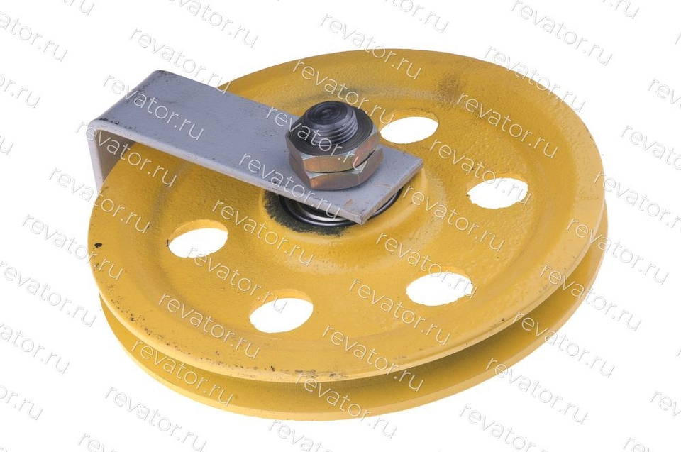 Блок устройства натяжного D=230мм в сборе с осью под канат 7,8мм 0411.01.00.030 МЛЗ