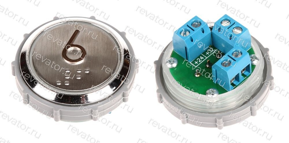 Модуль кнопочный с чернением красная подсветка шрифт Брайля "6" Схема №1 ВК-33-5Б