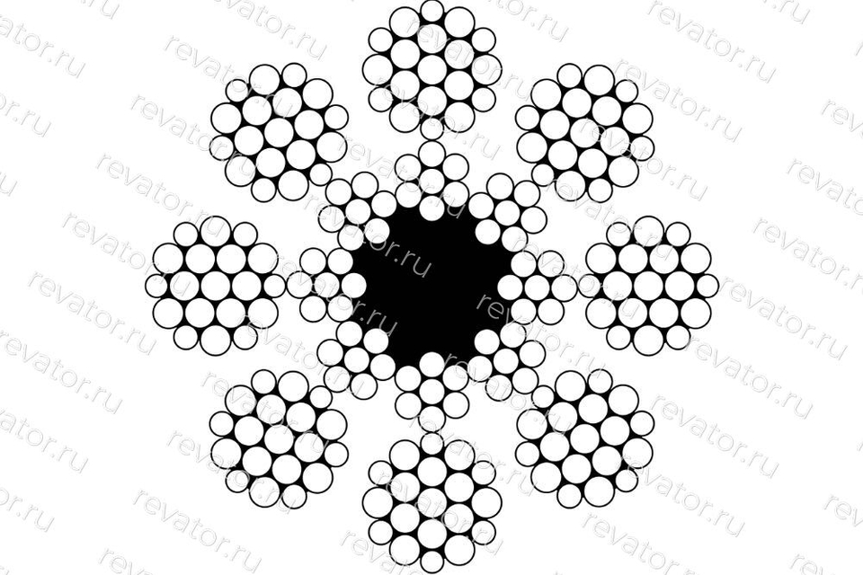 Канат стальной лифтовый 8,0мм PAWO F7 8x19W-IWRC 40,6кН Gustav Wolf