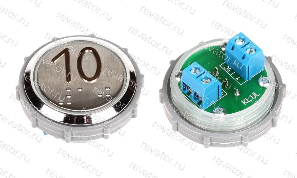 Модуль кнопочный УКЛ с чернением красная подсветка шрифт Брайля "10" Схема №2 ВК-33-5Б