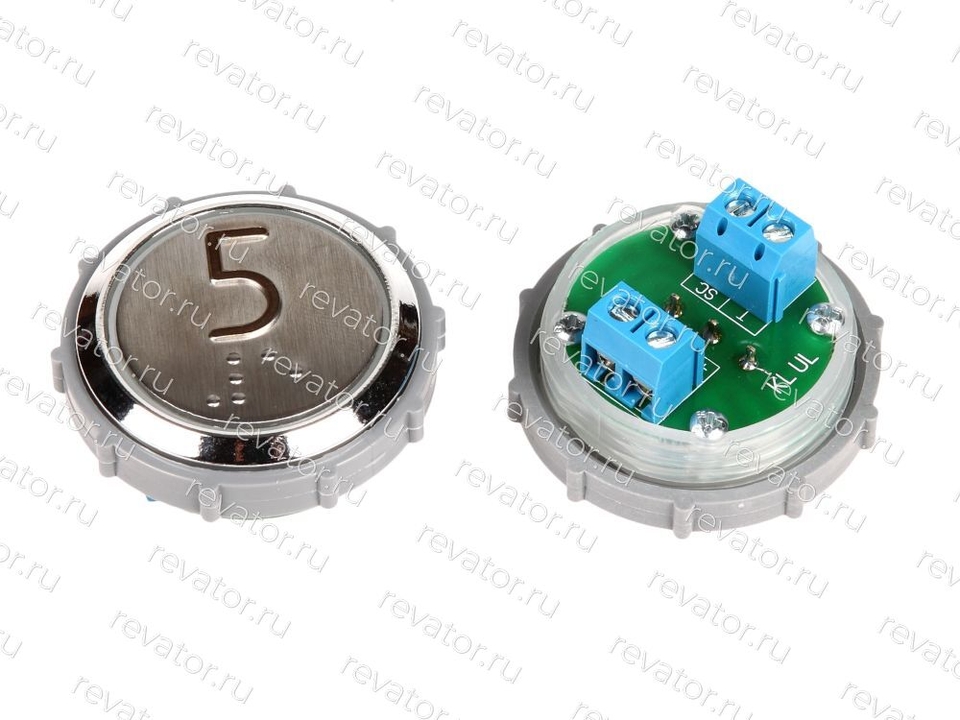 Модуль кнопочный УКЛ с чернением красная подсветка шрифт Брайля "5" Схема №2 ВК-33-5Б