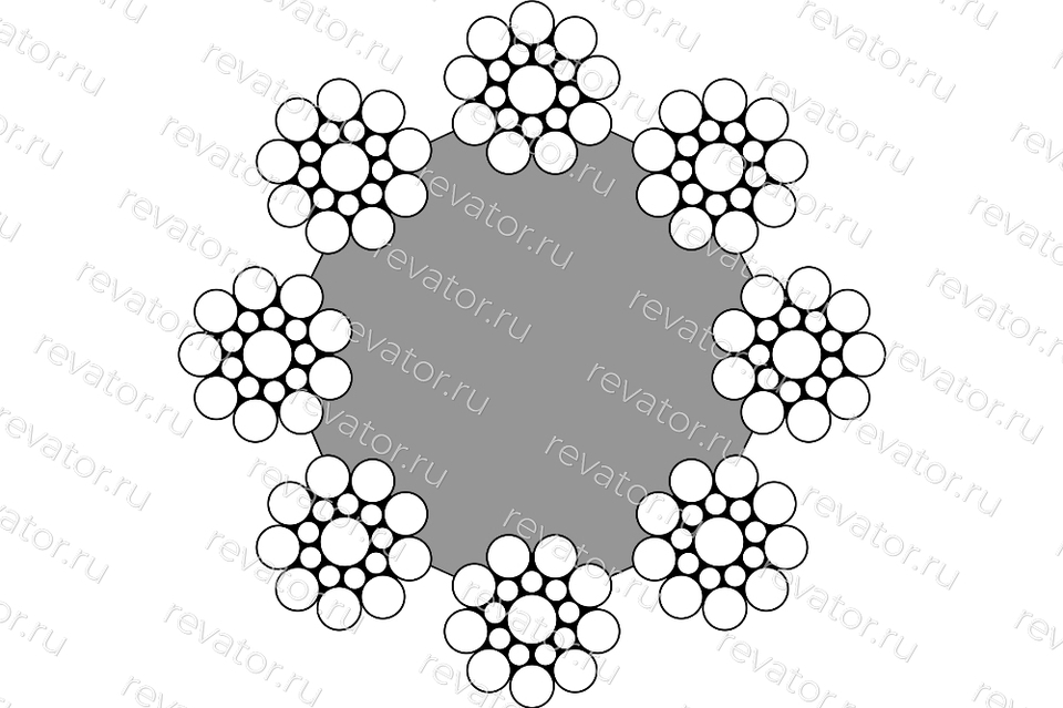 Канат стальной лифтовый 10,0мм PAWO F819 S-FC 8х19S-NFC 48,2кН Gustav Wolf