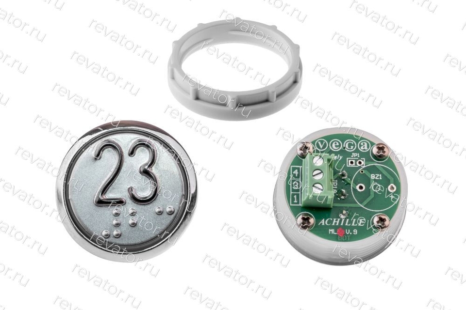 Модуль кнопочный УКЛ с кодом брайля красная подсветка "23" MLK Achille Vega