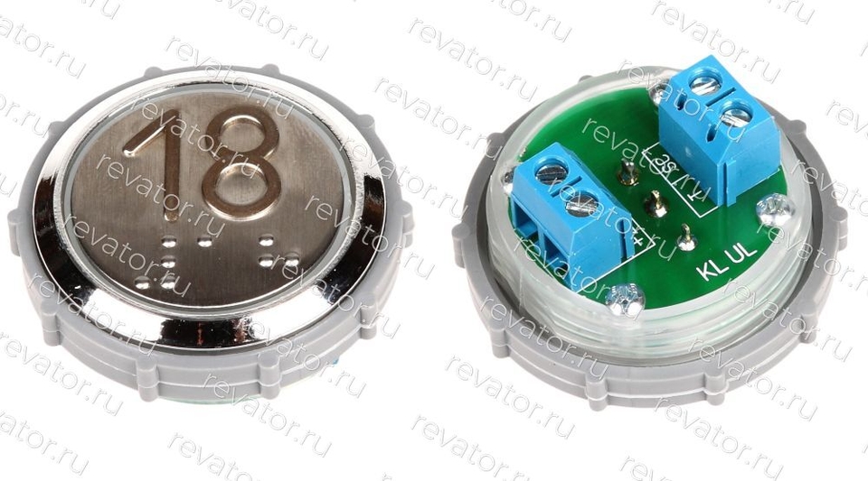 Модуль кнопочный УКЛ с чернением красная подсветка шрифт Брайля "18" Схема №2 ВК-33-5Б