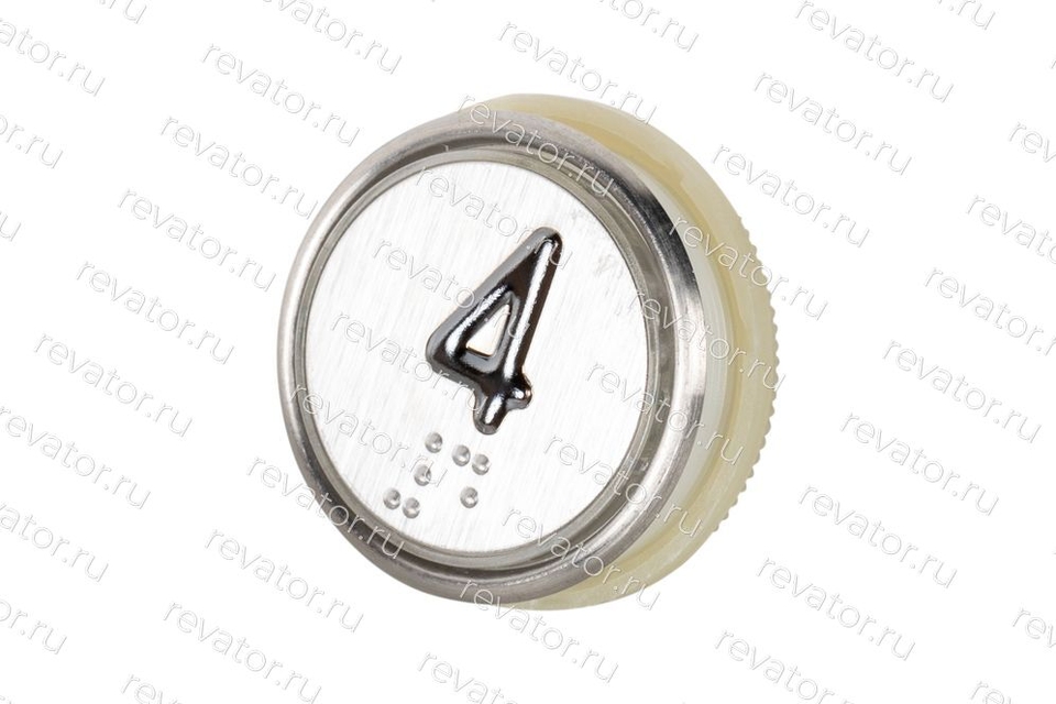 Модуль кнопочный круглый белая подсветка код Брайля "4" A4N58353$04 MA2D04-S-W-04