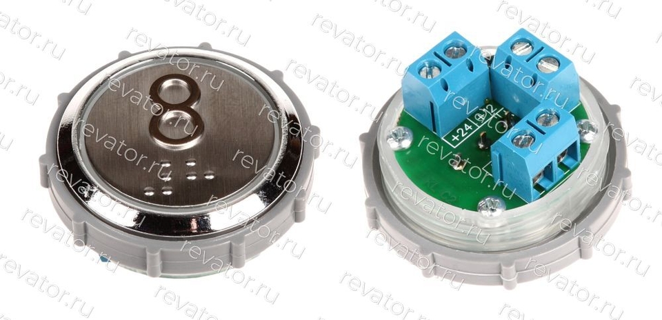 Модуль кнопочный с чернением красная подсветка шрифт Брайля "8" Схема №1 ВК-33-5Б