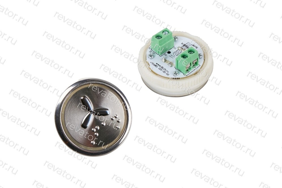 Модуль кнопочный круглый красная подсветка код брайля "Вентилятор" A4N33841$14 EA2406S-S-R-FAN ЩЛЗ