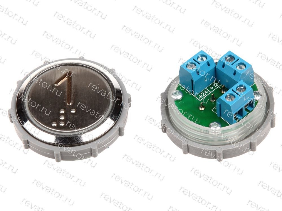 Модуль кнопочный с чернением красная подсветка шрифт Брайля "1" Схема №1 ВК-33-5Б