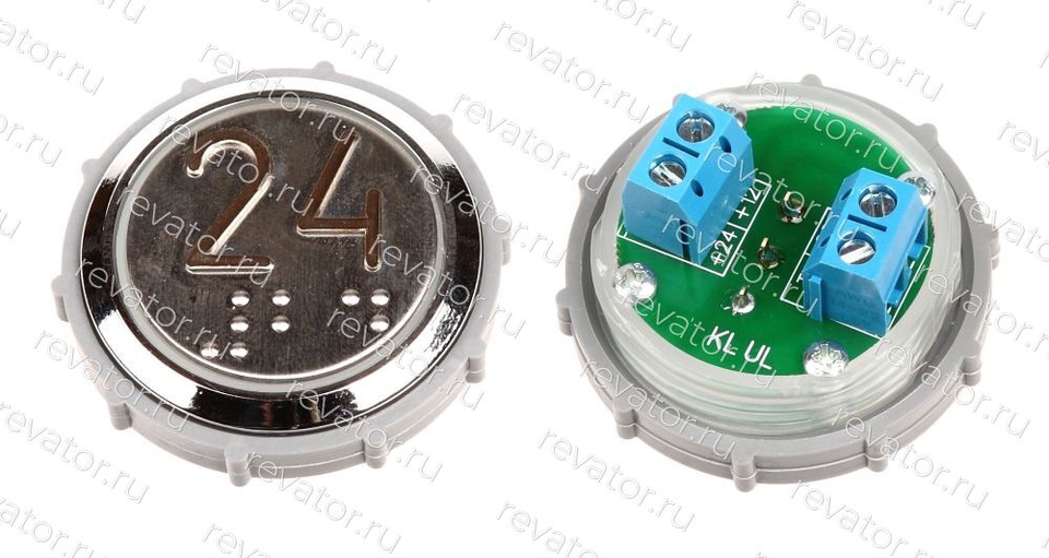 Модуль кнопочный УКЛ с чернением красная подсветка шрифт Брайля "24" Схема №2 ВК-33-5Б