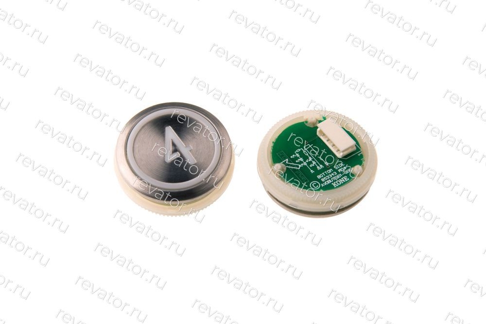 Модуль кнопочный "4" серебристый круглый красная подсветка KDS50 Kone