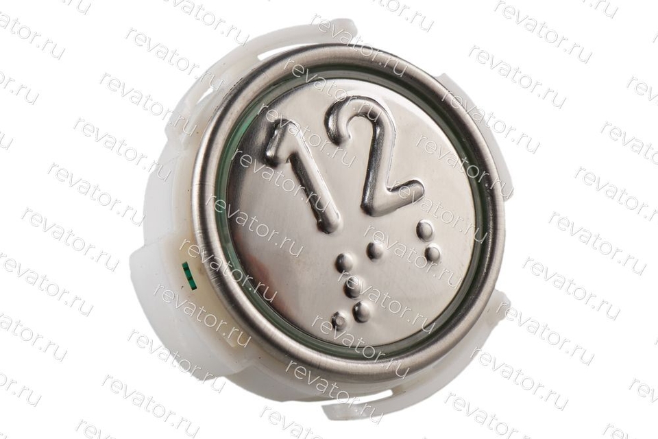 Модуль кнопочный красная подсветка со шрифтом Брайля "12" АК1-01-КР ВЯАЛ.6618.001-013