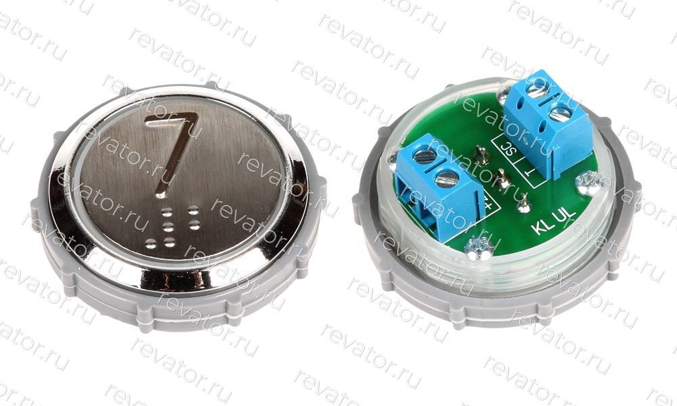 Модуль кнопочный УКЛ с чернением красная подсветка шрифт Брайля "7" Схема №2 ВК-33-5Б