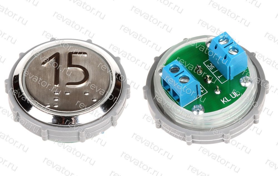 Модуль кнопочный УКЛ с чернением красная подсветка шрифт Брайля "15" Схема №2 ВК-33-5Б